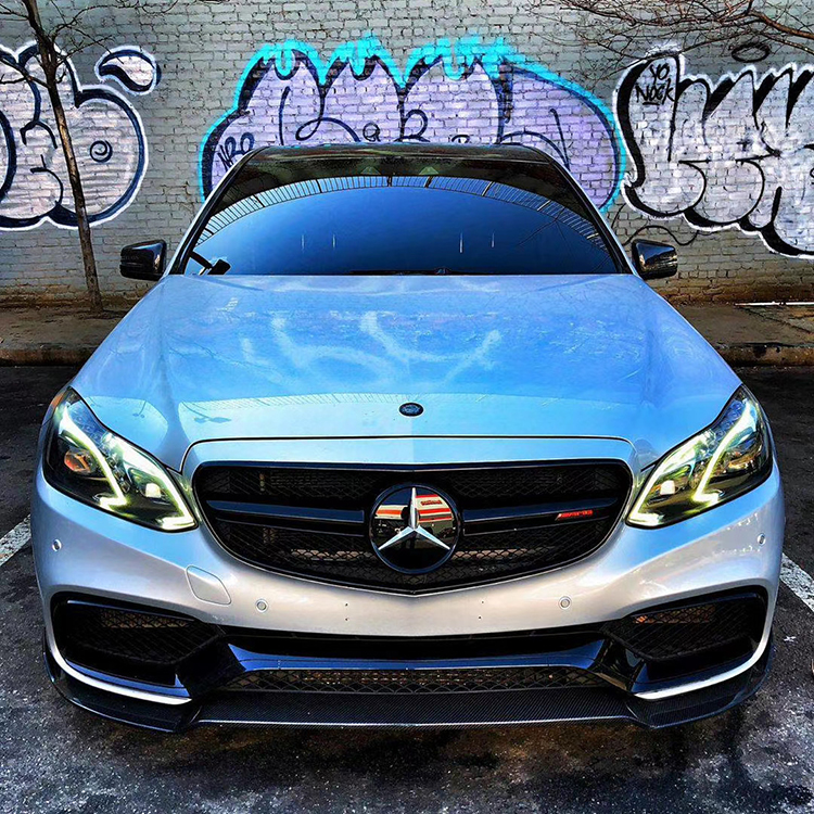 适用于w212奔驰e级改装e63大包围碳纤维前唇前铲侧裙后唇尾翼中网后期