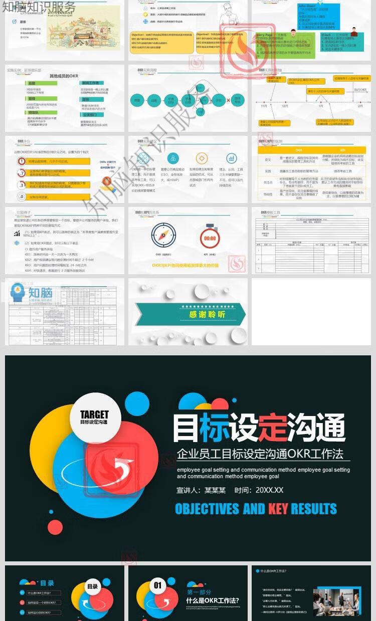 4，公司OKR工作法琯理培訓PPT模板企業okr職場目標琯理發展案例分析培訓課件PPT模板