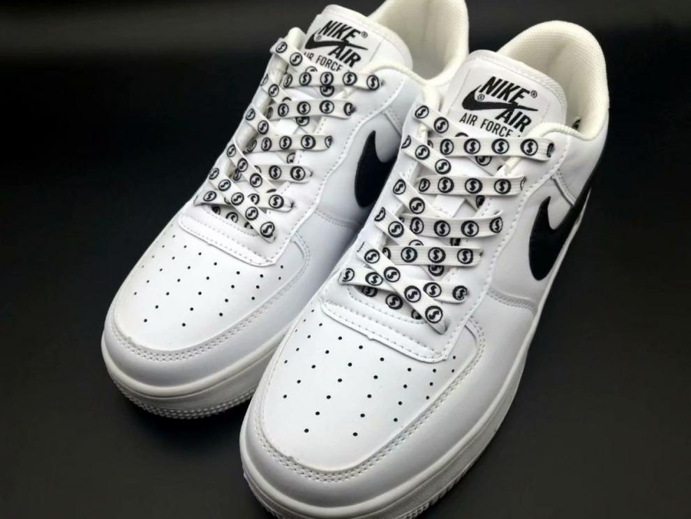 e空军一号1970鞋带绳aj·1钱币图案af1黑白男女印花鞋带潮 黑色140cm