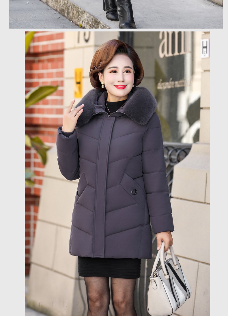 gilfunmar品牌中老年棉服女妈妈冬装外套中长款棉衣40岁中年小个子