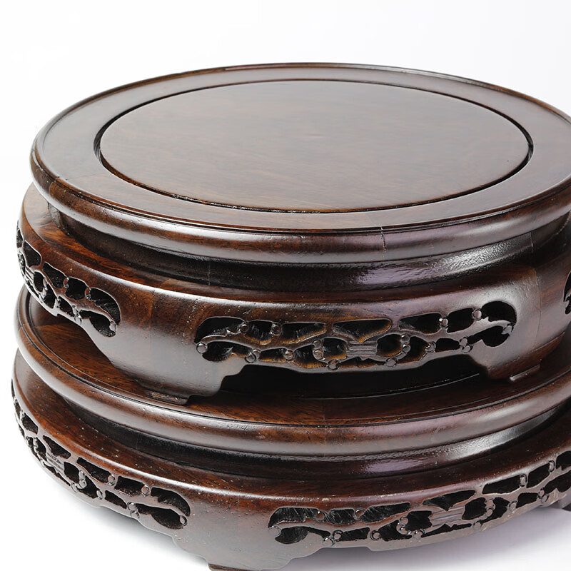 木木园底座增高雕花木托瓷瓶花瓶木座工艺品摆件鱼缸底座托架浮雕洋花