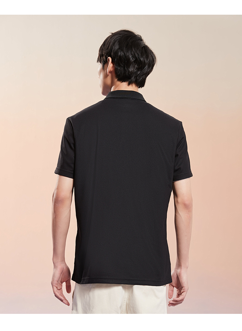 特步polo衫男中国短袖t恤男夏季国潮男士翻领短袖t恤男上衣黑m170男
