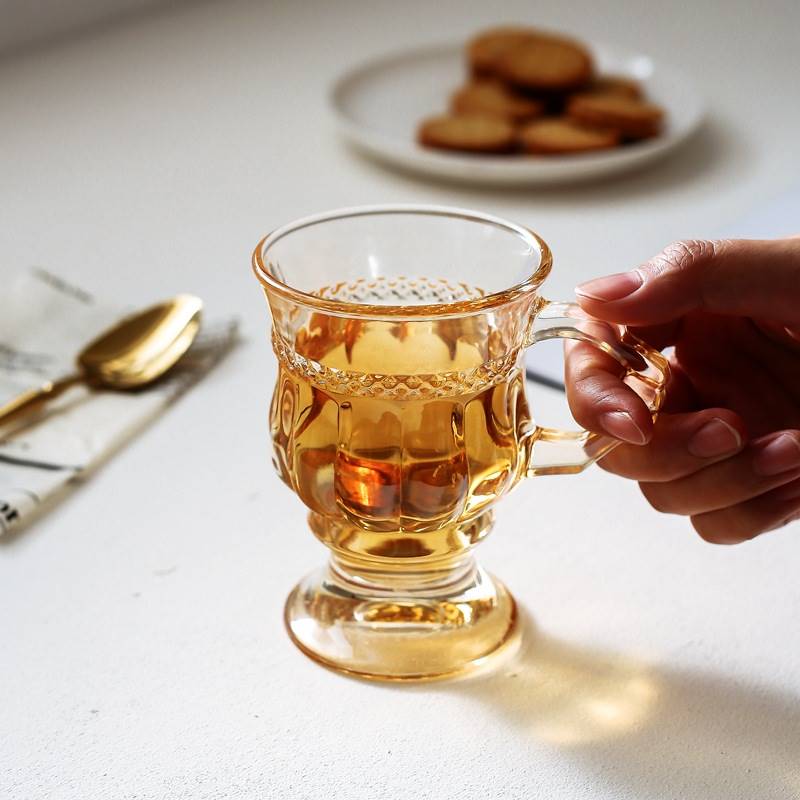 土耳其红茶杯玻璃土耳其咖啡杯复古风少女心杯红茶杯奶茶杯琥珀色玻璃