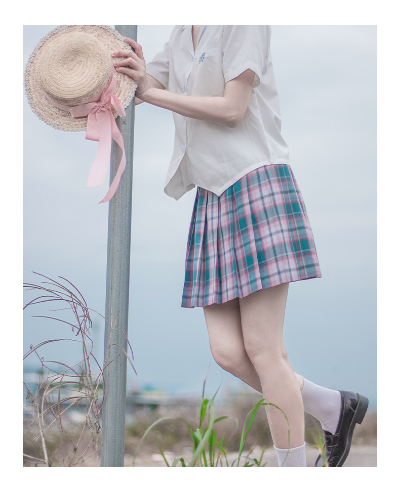 jk制服官方春告草现货掉落jk制服格裙高腰a字显瘦百褶裙正版学院风