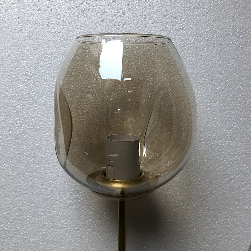 简约分子魔豆玻璃灯罩配件凹点上下口吹制灯罩透明烟灰干邑色单个透明