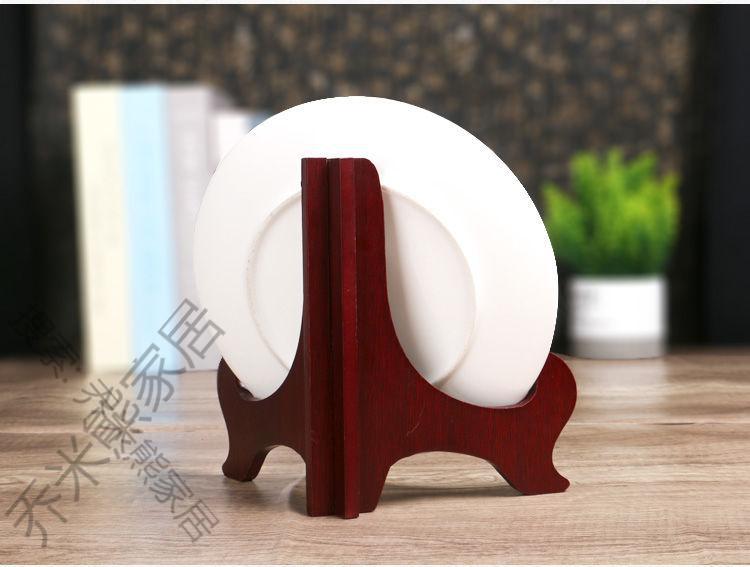 茶饼架相框盘子底座实木瓷盘支架托架三角架圆盘装饰摆件茶叶架子现代