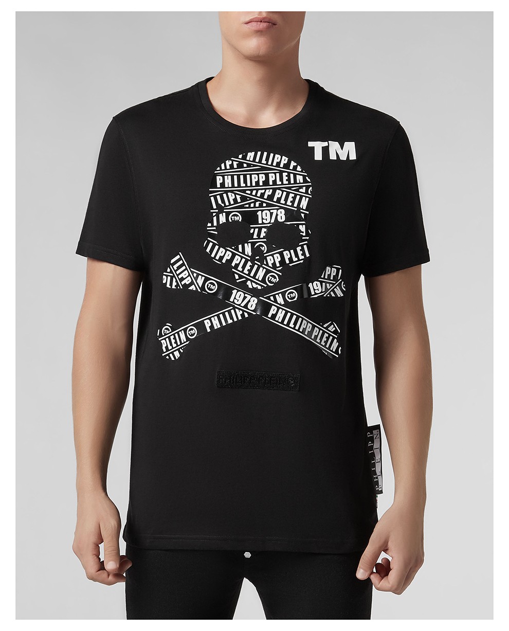 philippplein菲利浦普莱因男士棉质骷髅个性时尚印花短袖t恤衫奢侈品