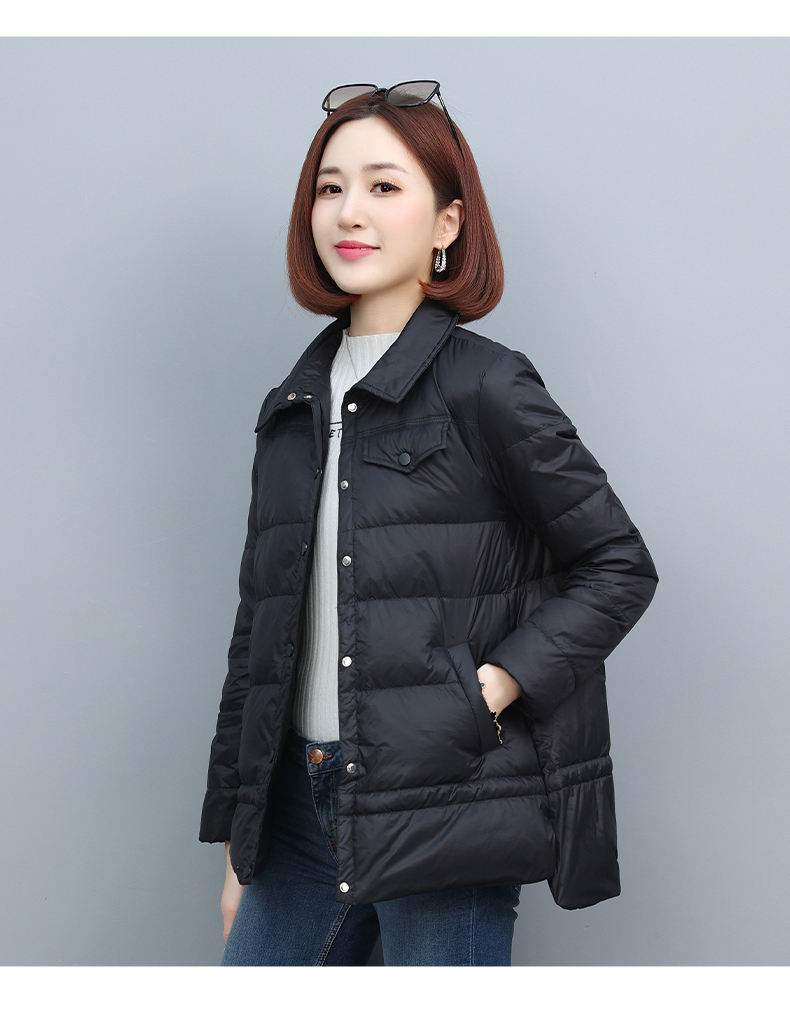 皮尔卡丹轻奢高档女装羽绒服女2021年新款小个子宽松轻薄白鸭绒冬季