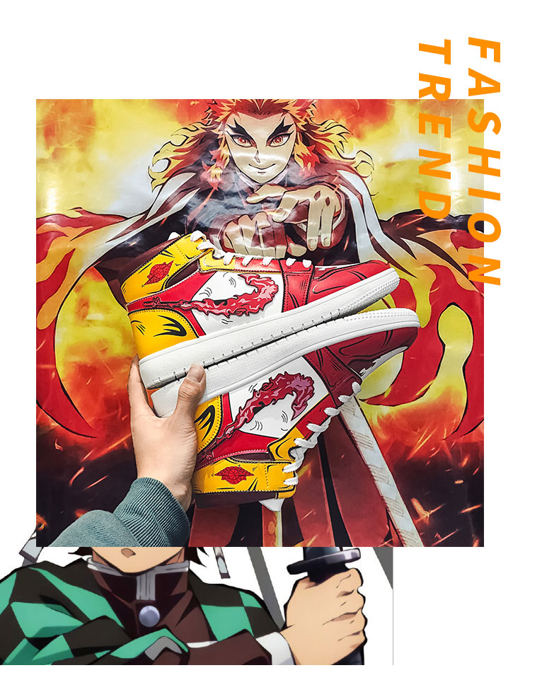 动漫鬼灭之刃炎柱联名男鞋空军高帮板鞋青少年百搭秋季潮鞋官方官网