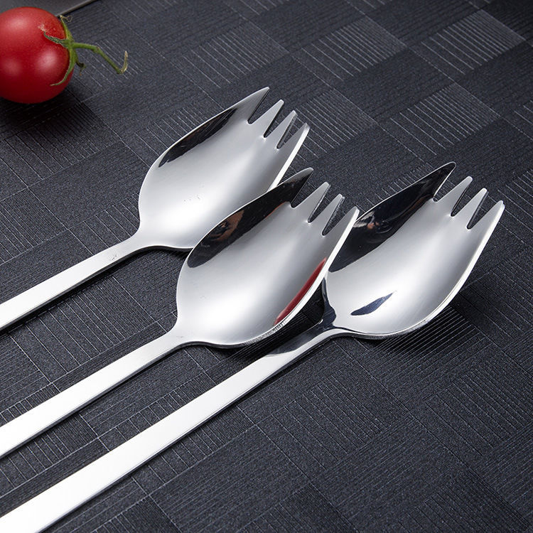 不锈钢西餐两用叉子勺子西瓜 水果方便面条网红沙拉勺叉勺一体 2支装