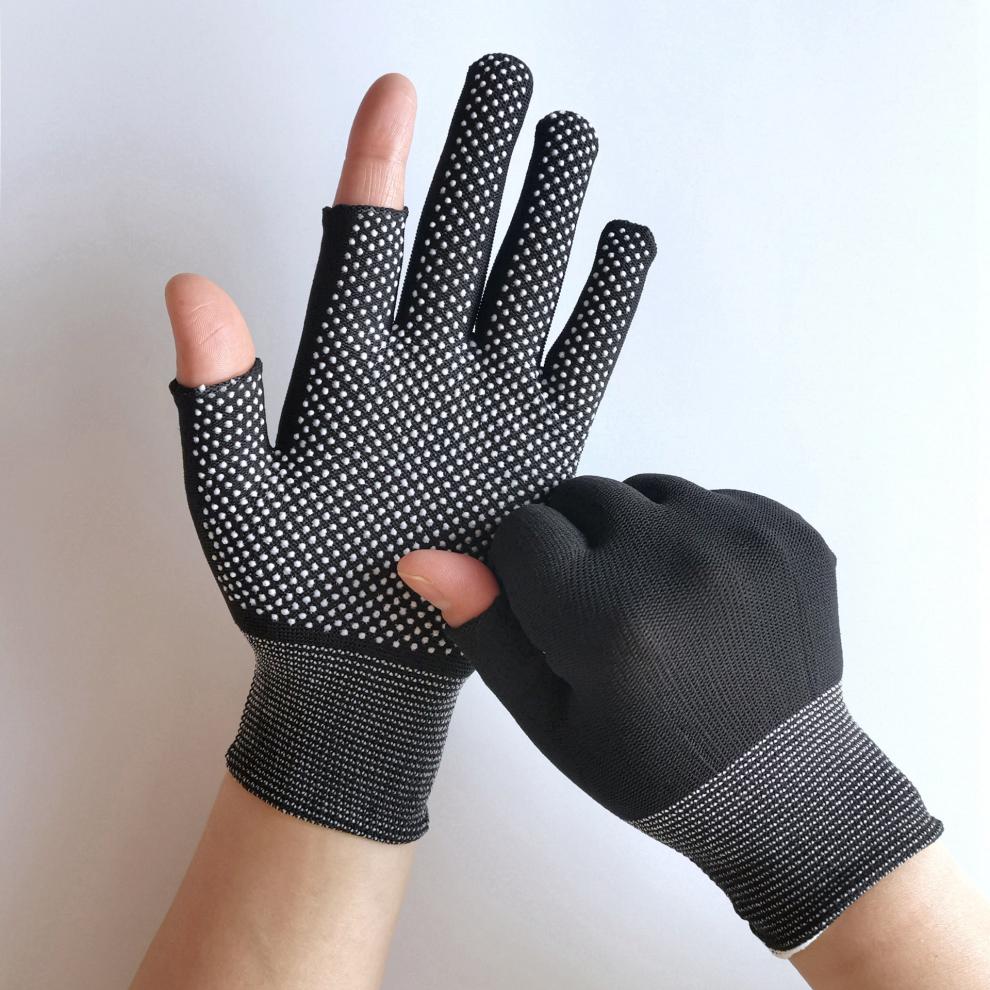 仟兰鸟手套男女骑行手套露二指点塑断指透气断二指点珠开车男女触屏