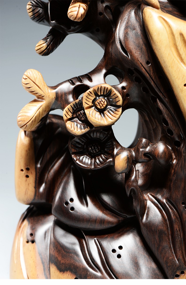 善逸木雕喜上眉梢根雕梅花雕刻摆件实木董事长总经理办公室玄关茶室