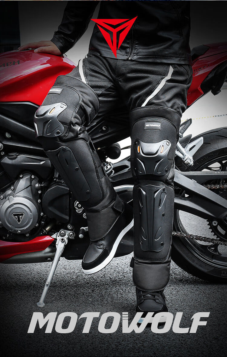 摩托车骑行护膝防摔越野电动车加厚防风保暖护腿机车护具冬季男女