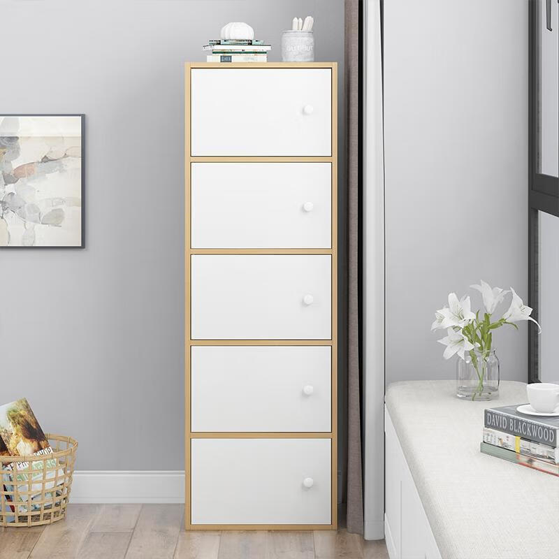 飘窗书架窗台置物架书柜 飘窗柜落地书架阳台储物收纳柜窗台杂物置物架柜子自由组合小书柜 白色五层五门