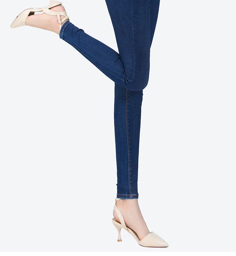 黑色女士加绒牛仔裤女高腰紧身款韩版弹力显瘦小脚裤子女秋冬季 黑色