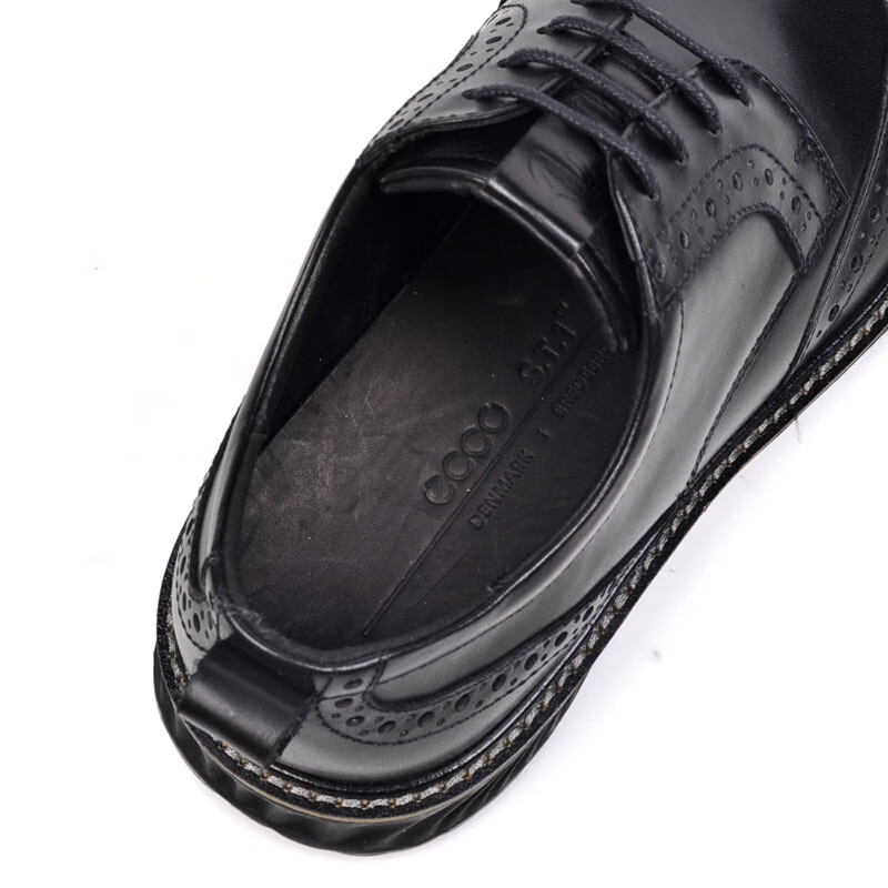ecco爱步男鞋牛皮透气系带布洛克英伦风雕花商务正装男皮鞋836424