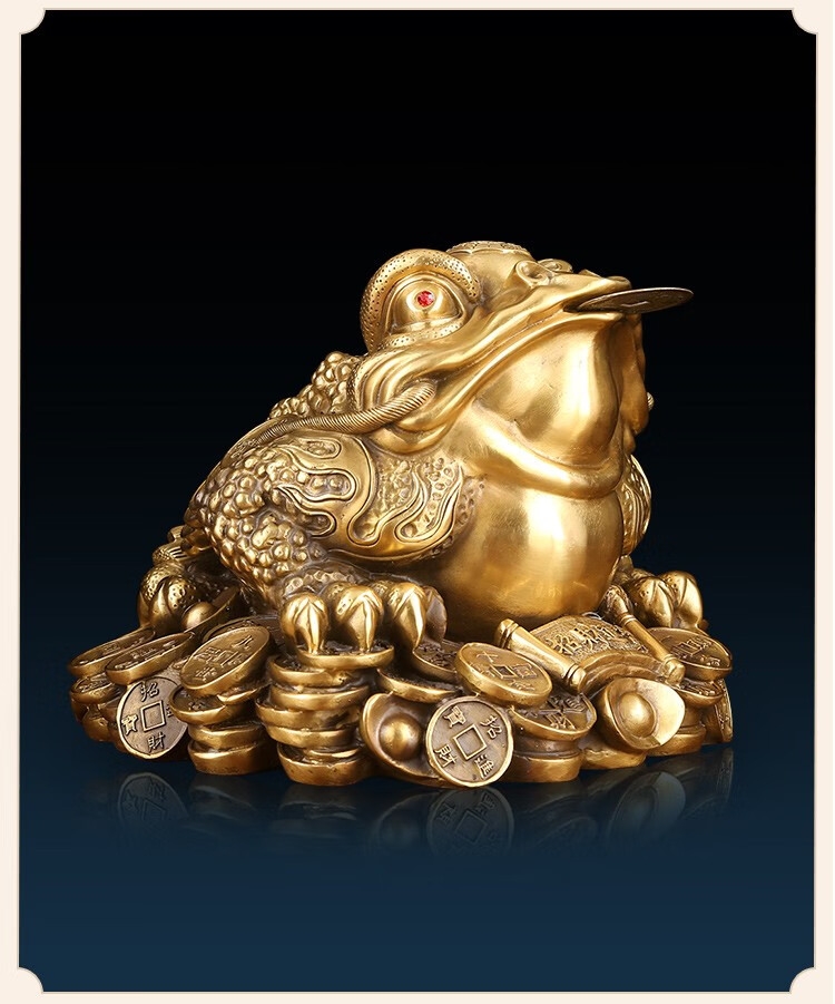 灵明珠宝纯铜金蟾摆件办公室书房装饰品家居客厅柜玄关摆放旺财三蟾蜍