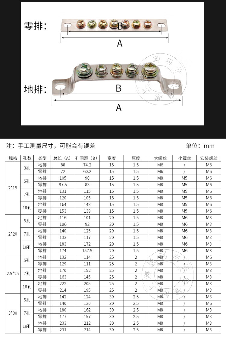 357孔地排大电流接地铜排地线端子零线排接线端子零地排10位子玺3孔2x