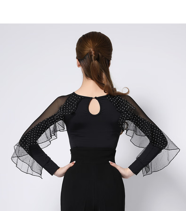 摩登舞上衣女新款设计感拉丁舞套装舞蹈服上衣国标交谊舞服拉丁舞套装