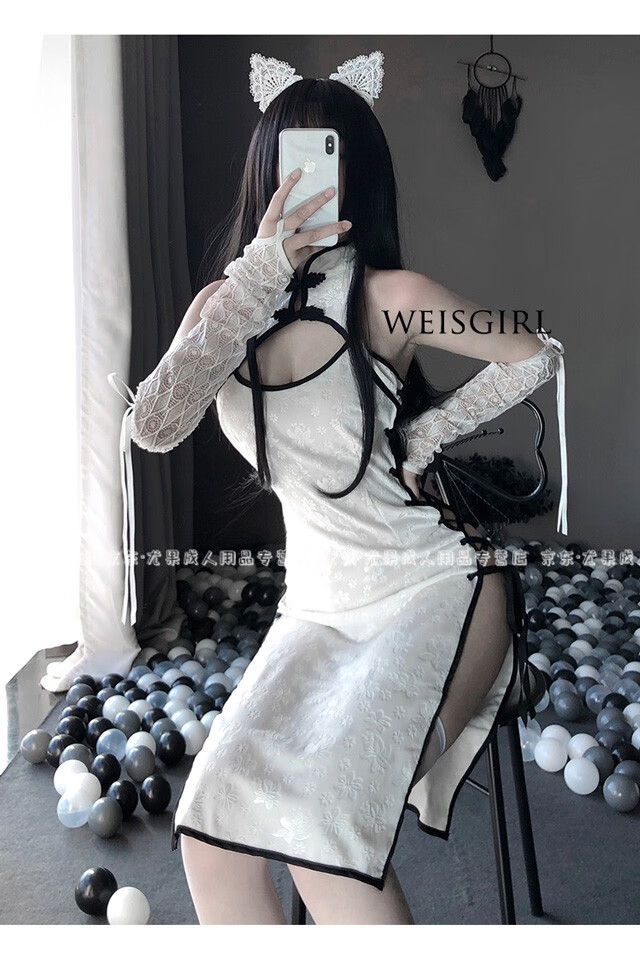 瑰若免脱性感开叉镂空旗袍古代国风汉服制服诱惑激情绑带