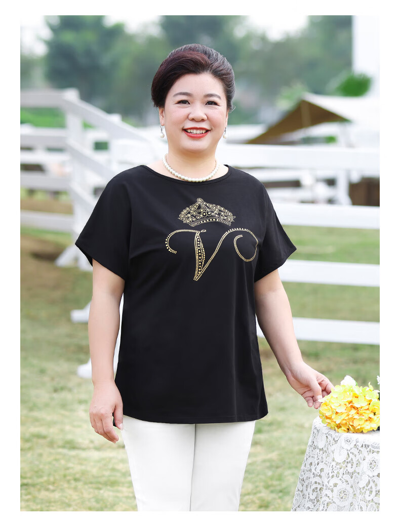 上衣宽松中老年女装大码240斤体桖女肥婆夏装酒红色3xl建议130150斤