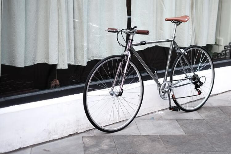 2022新款kolor公路自行车赛车700c变速男式复古公路车直把电镀银单车