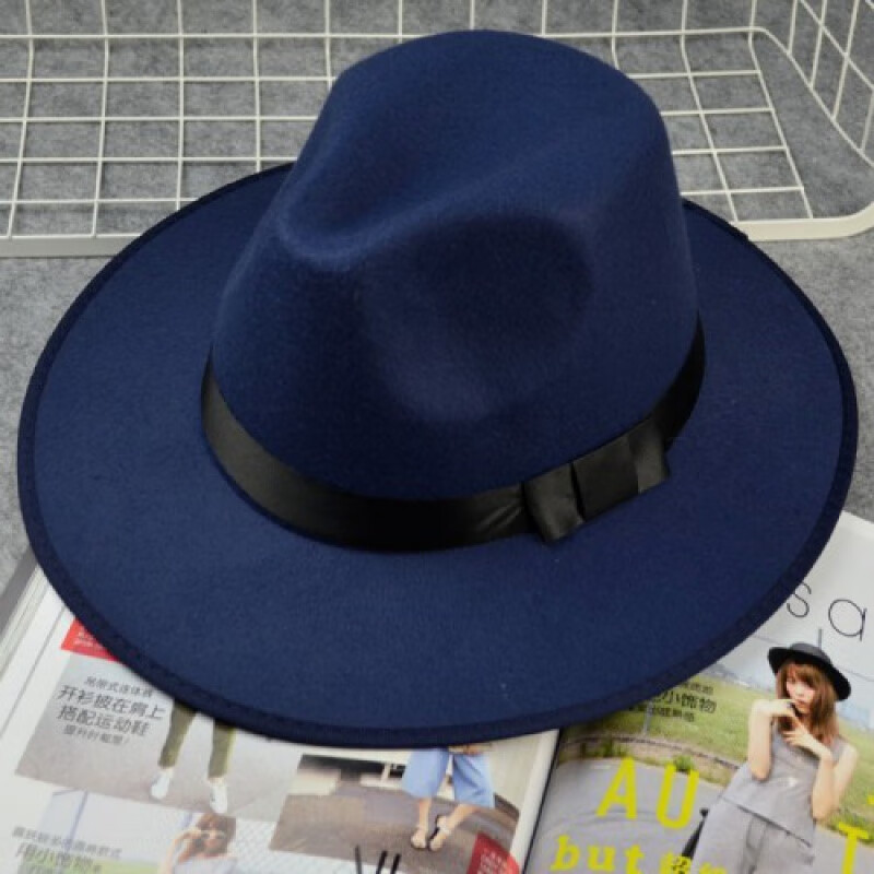 帽子上海滩帽子许文强风衣帽西装帽西服帽子礼帽黑宝蓝色成人款5658cm