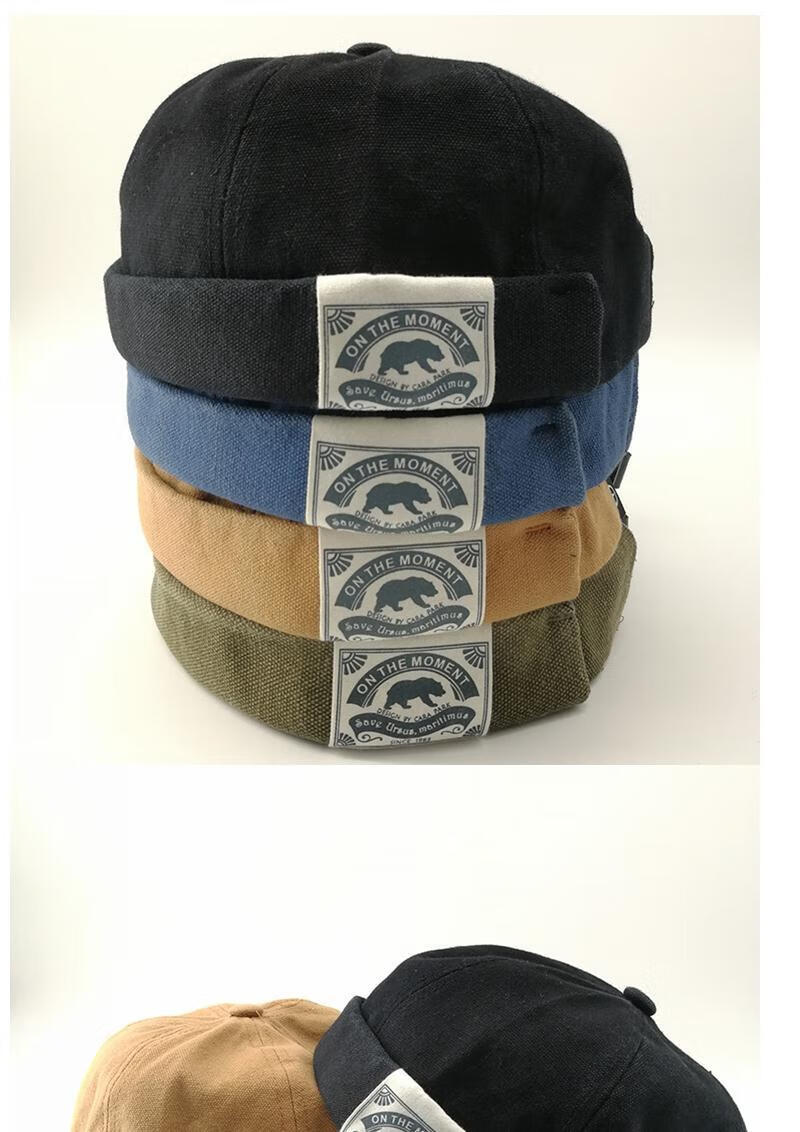 地主帽韩版街头潮人嘻哈帽无檐女雅痞时尚地痞帽kk卡其色标可调节