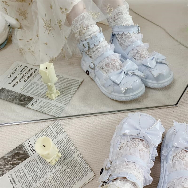 lo鞋大头娃娃洛丽塔鞋新款日系软妹甜美皮鞋原创泡芙圆头萝莉 粉红色