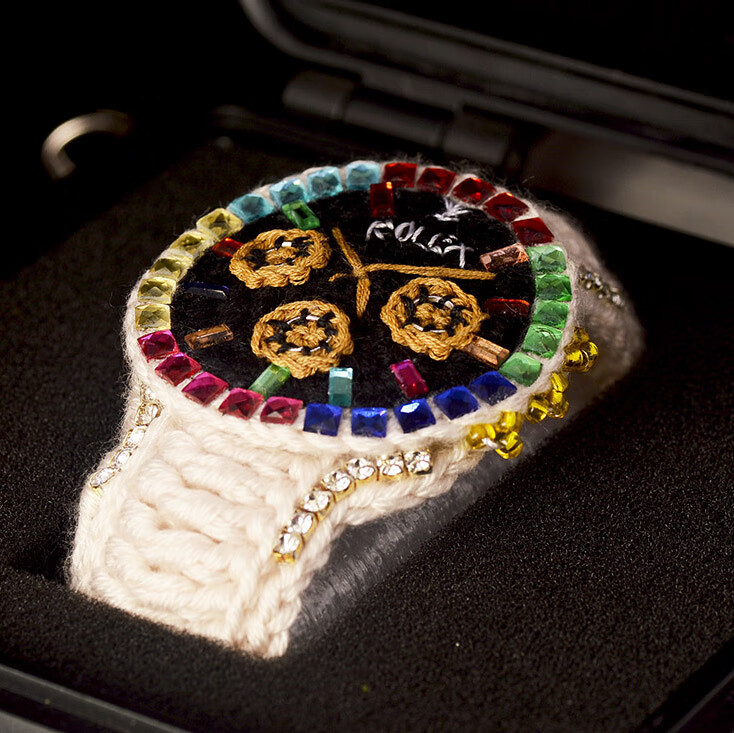 珠佩丽毛线编织手表 王源同款diy手表抖音网红毛线编织成品个性大表盘