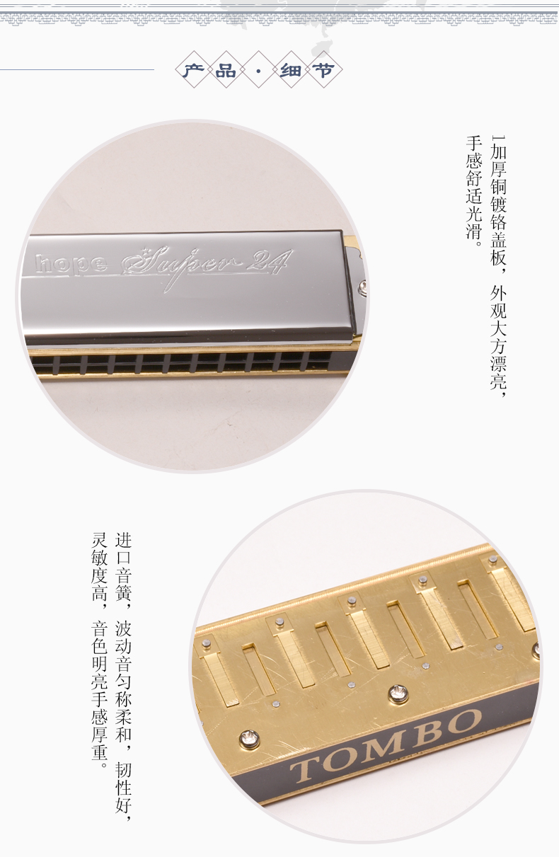 通宝6624s口琴日本tombo初学者成人演奏级24孔复音c调gfae调
