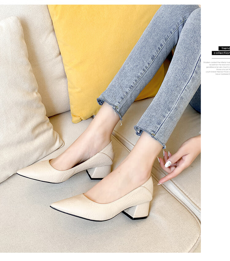 新款半根女鞋大码粗跟高跟鞋黑色软皮3cm工作鞋中跟夏款女鞋职业单鞋