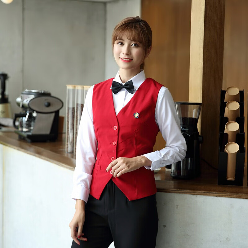 柚斯西餐厅调酒师工作服会所服务员男女马甲少爷工装马夹 黑色男款 l