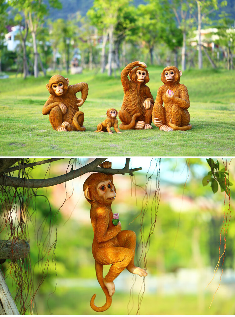 仿真金丝猴摆件玻璃钢小猴子动物树脂花园林假山景观装饰雕塑模型