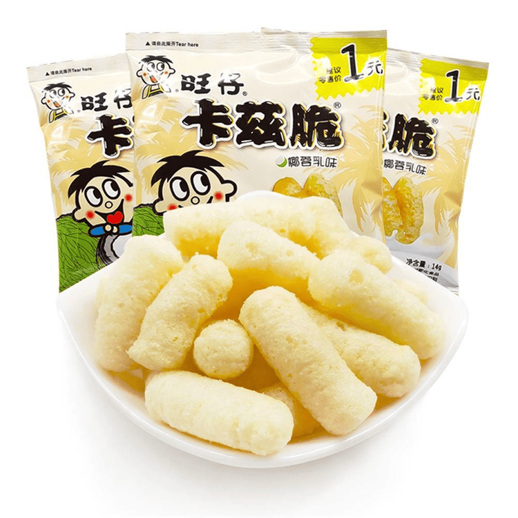 5折年货品旺仔卡兹脆14g椰蓉味休闲膨化大包儿童零食卡10袋尝鲜卡兹脆
