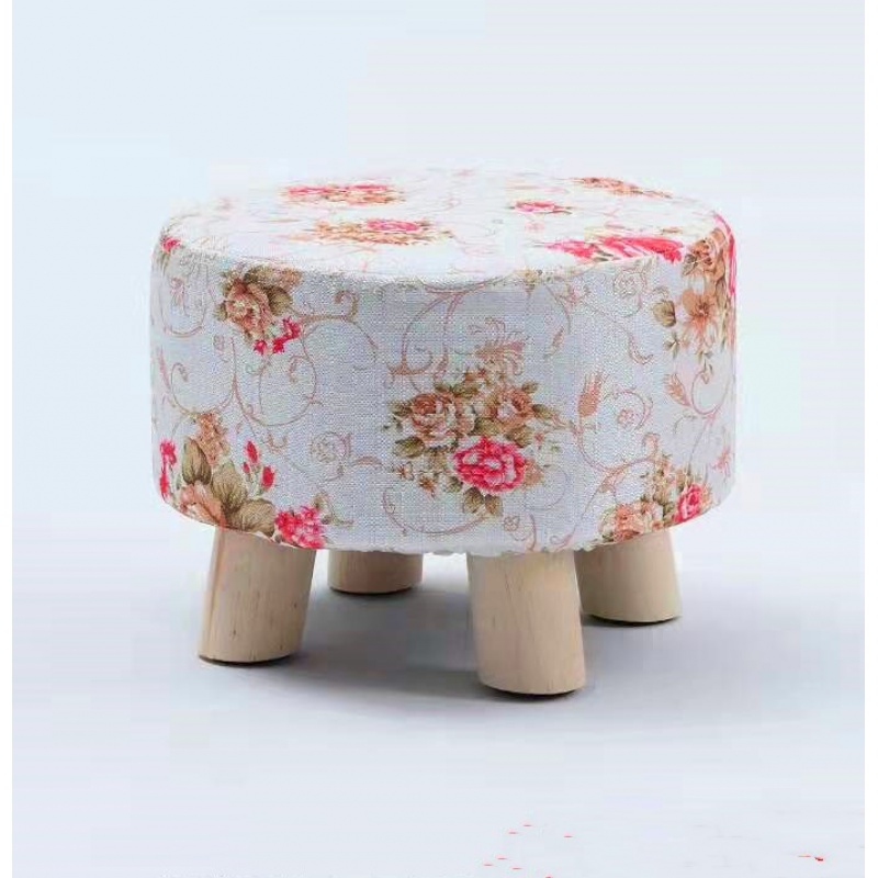 布艺小凳子家用实木小矮凳子沙发凳换鞋凳网红小圆凳子客厅小板凳猫咪