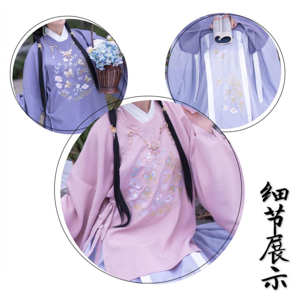 候七爷青衣初见原创【小桃冰茶】明制圆领大襟汉服女琵琶袖刺绣褶裙