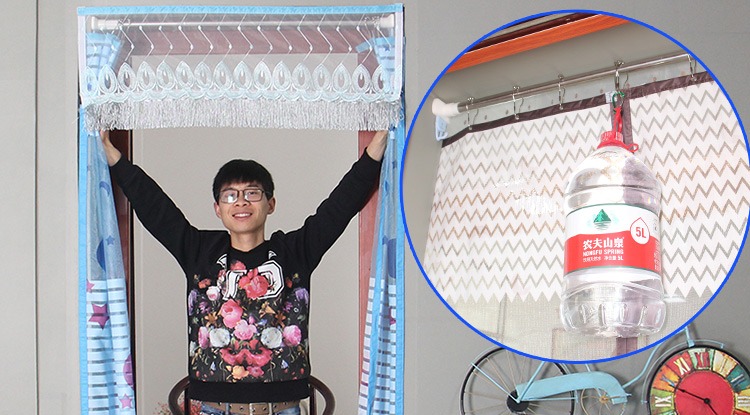 伸缩杆门帘防蚊磁性卧室加密客厅推拉 免打孔夏季家用魔术贴 宽度80