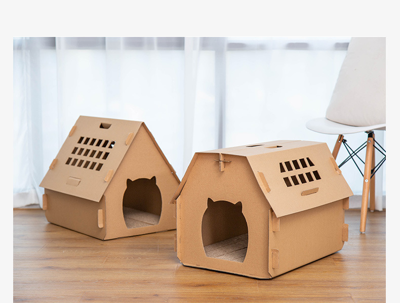宠物猫抓板窝 立式瓦楞纸板磨爪器猫抓柱猫窝猫房子 宠物用品猫沙发