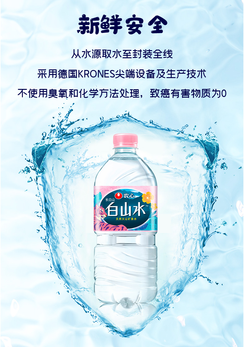 农心白山水适合宝宝天然饮用矿泉水1l12瓶整箱装2件
