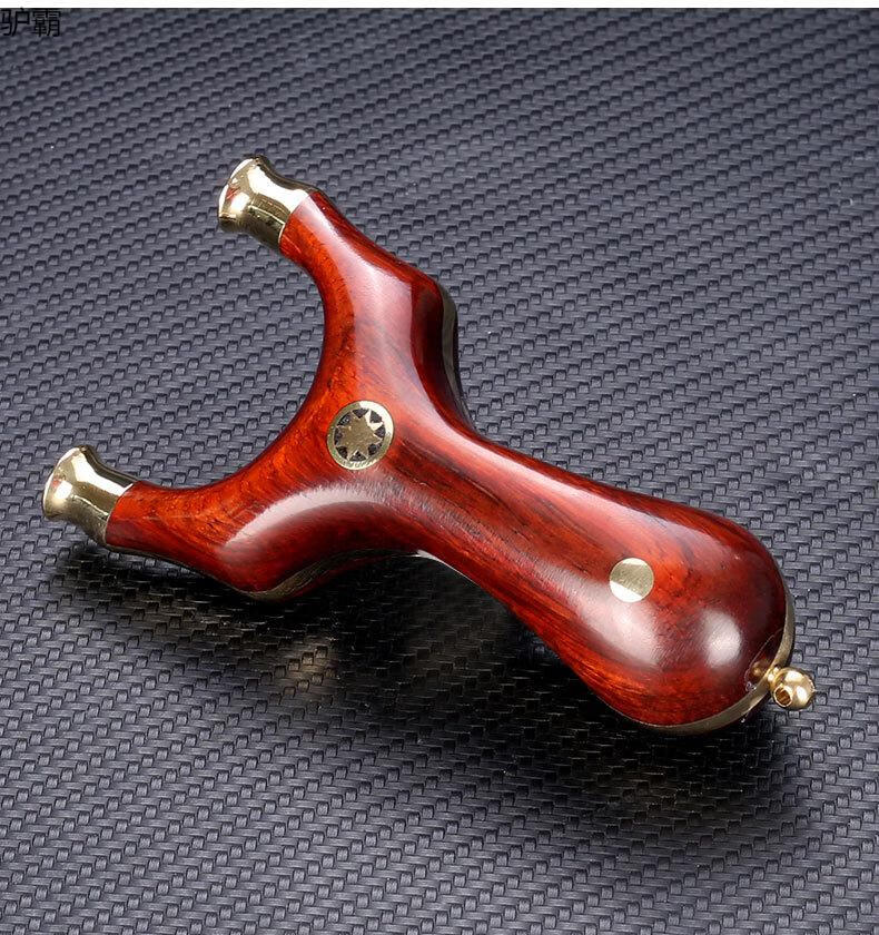 实木弹弓黄铜拼接檀木反曲飞虎叉扁皮筋随风掌中宝弹工户外竞随风入门