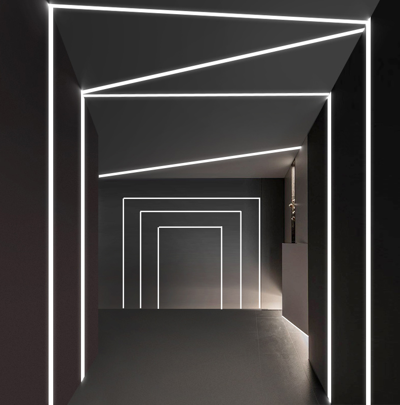 黑色灯槽嵌入式u型灯带卡槽led铝槽黑色面罩客厅吊顶装饰照明线条黑色