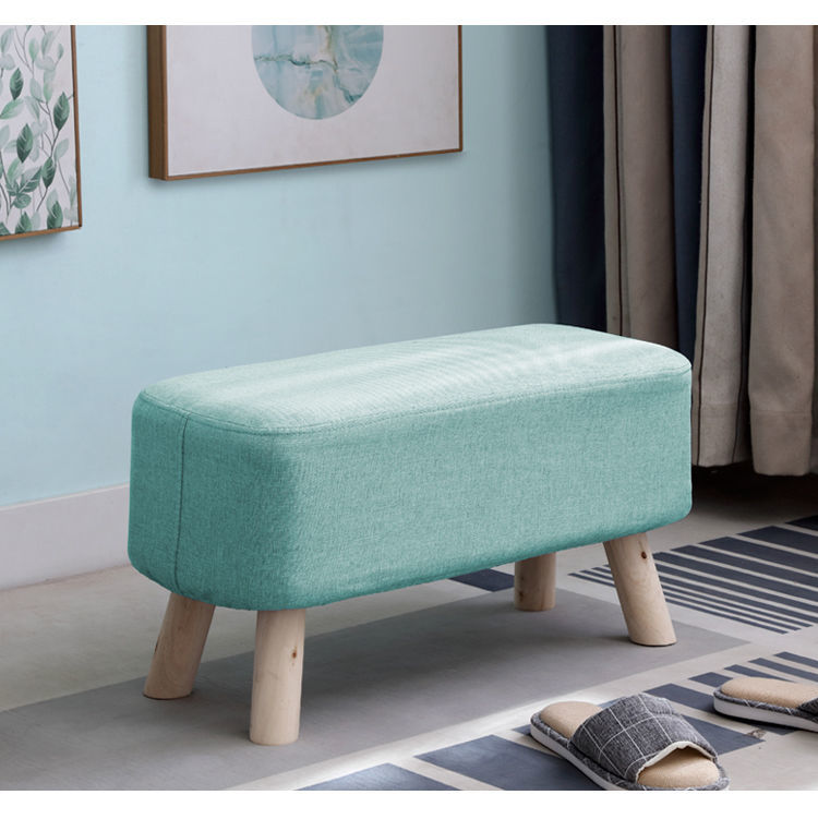 北欧布艺换鞋凳小凳子沙发凳服装店家用矮凳穿鞋凳长凳板凳网红浅蓝色