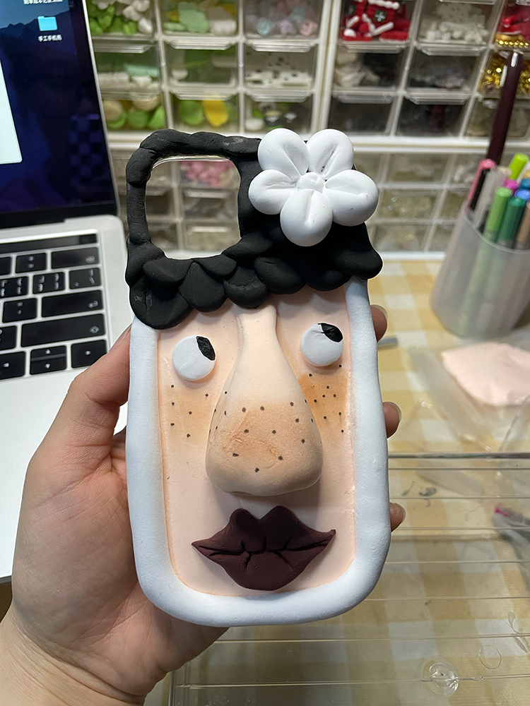 2022新款手机壳diy材料包超轻自制粘土手工diy手机壳成品丑萌手作定制