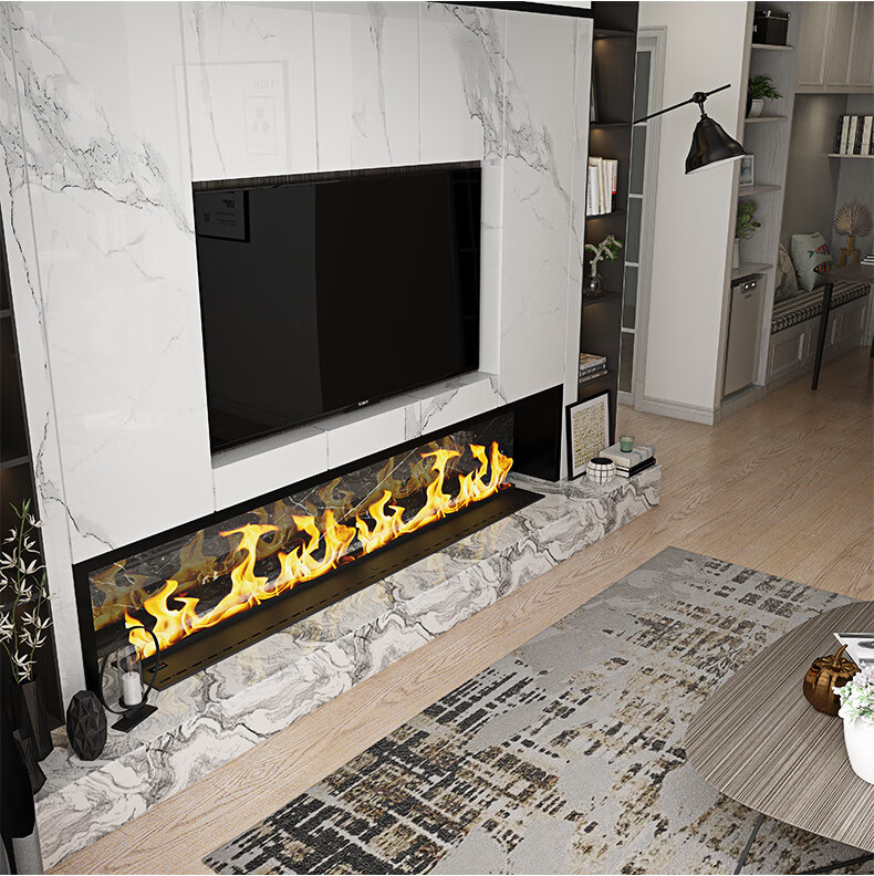 智能3d雾化仿真火焰壁炉嵌入式蒸汽加湿雾化壁炉芯电视柜背景装饰超长