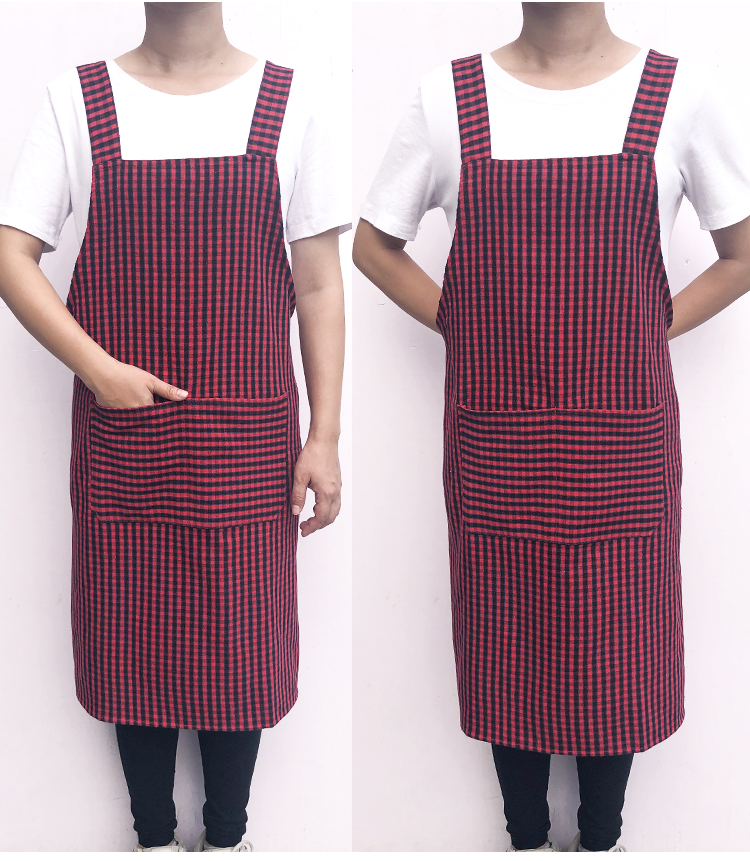 鹿凌青很划算纯棉围裙男女时尚家用厨房围腰全棉透气罩衣棉麻工作服