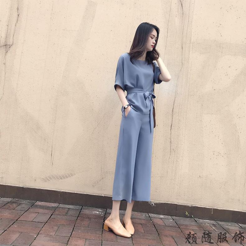 阔腿裤套装时尚套装夏天夏季新款超仙雪纺衫休闲阔腿套装女小个子减龄