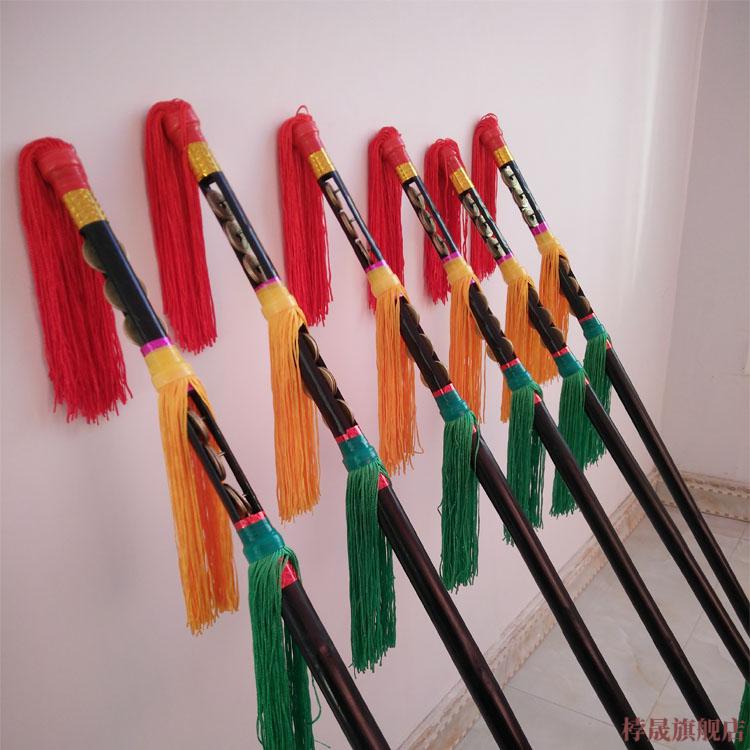 金钱棍莲湘棒九子鞭连响打花棍钱杆舞铜钱棍黑喷漆36枚铜钱厢 定制黑