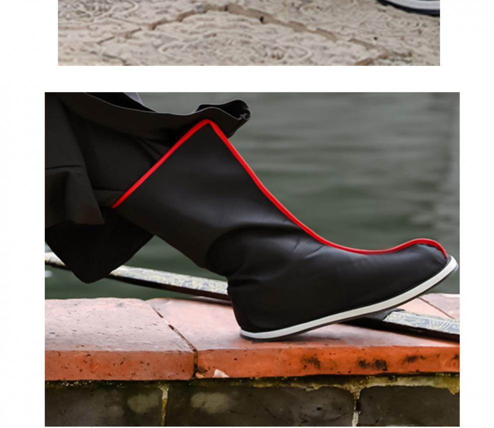 靴子长筒靴古代员官靴鞋男长靴古装男男靴古风黑色黑色红包边靴子38