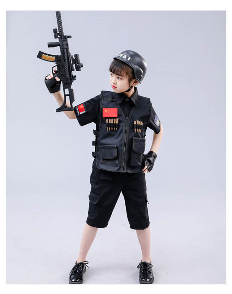 警察儿童服装儿童衣服夏装短袖套装警官衣服小警察服男女童宝宝演出服